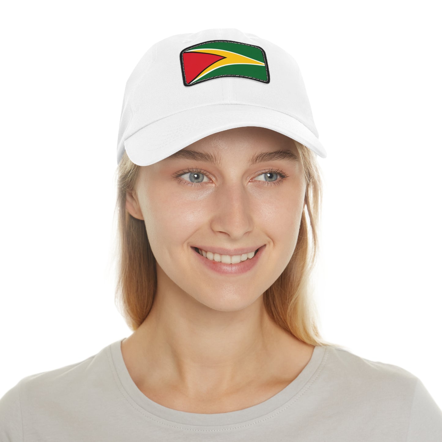 Guyana Flag Dad Hat, Stylish and Comfortable Guyanese Pride Cap with Leather Patch (Rectangle) Printed Design