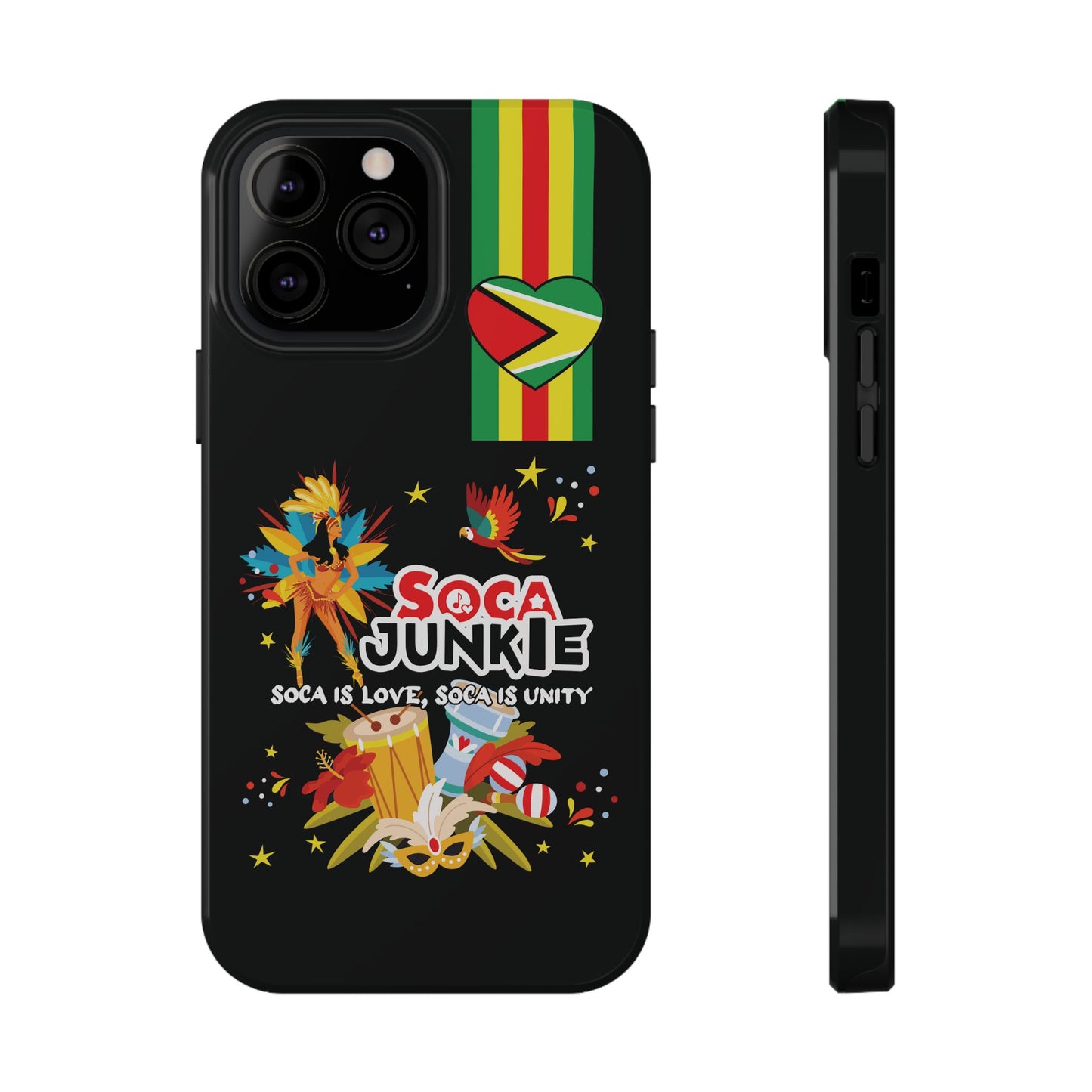 Exclusive Soca Junkie Guyana Heart Soca is love Soca is Unity, Soca Music Lover Gift, Impact-Resistant Cover, Guyanese Phone Case