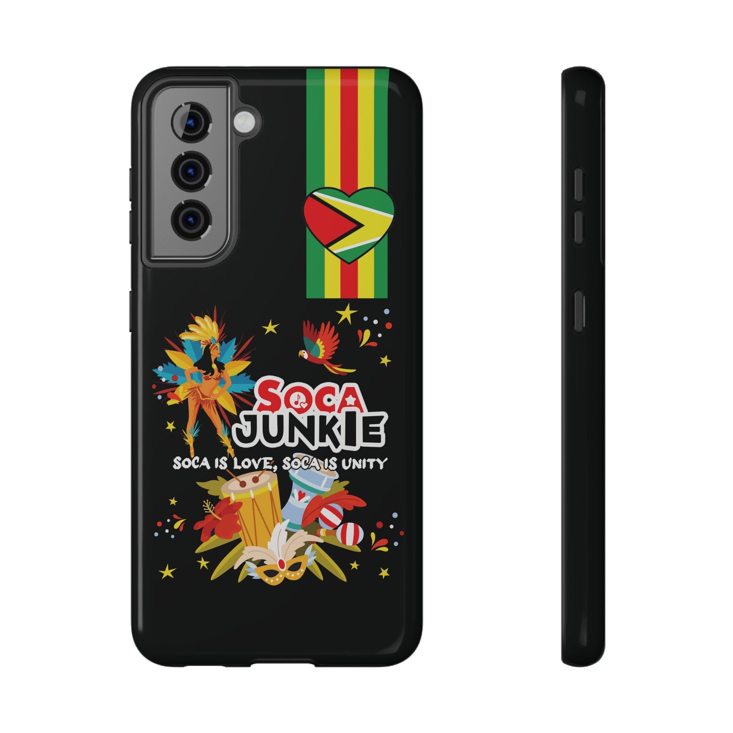 Exclusive Soca Junkie Guyana Heart Soca is love Soca is Unity, Soca Music Lover Gift, Impact-Resistant Cover, Guyanese Phone Case