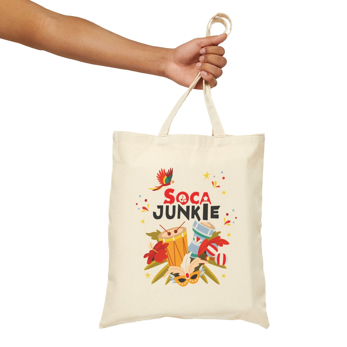 Soca Junkie Paradise Cotton Canvas Tote Bag | Stylish Durable | Perfect for Festivals & Everyday Use | West Indian Streetwear Brand