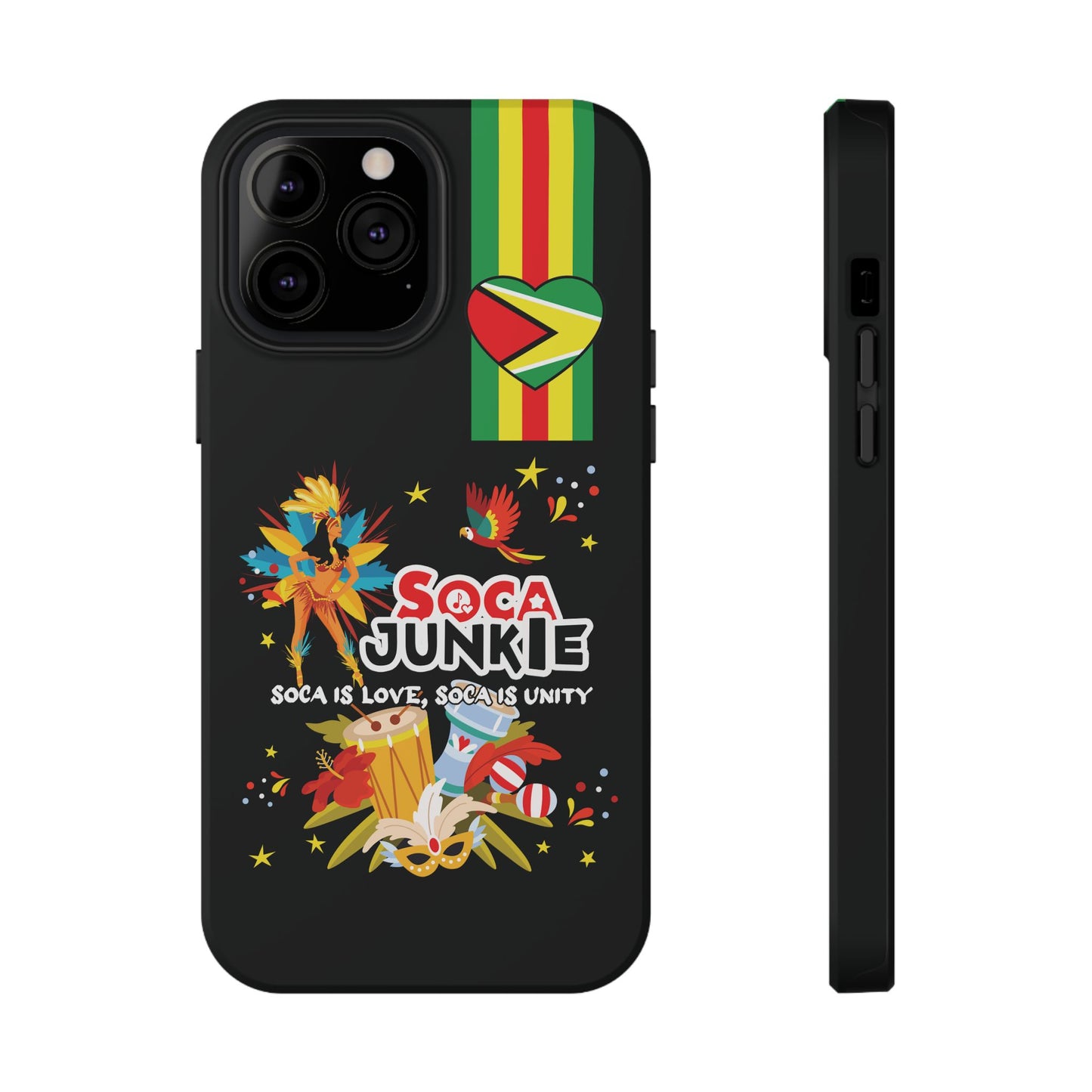 Exclusive Soca Junkie Guyana Heart Soca is love Soca is Unity, Soca Music Lover Gift, Impact-Resistant Cover, Guyanese Phone Case