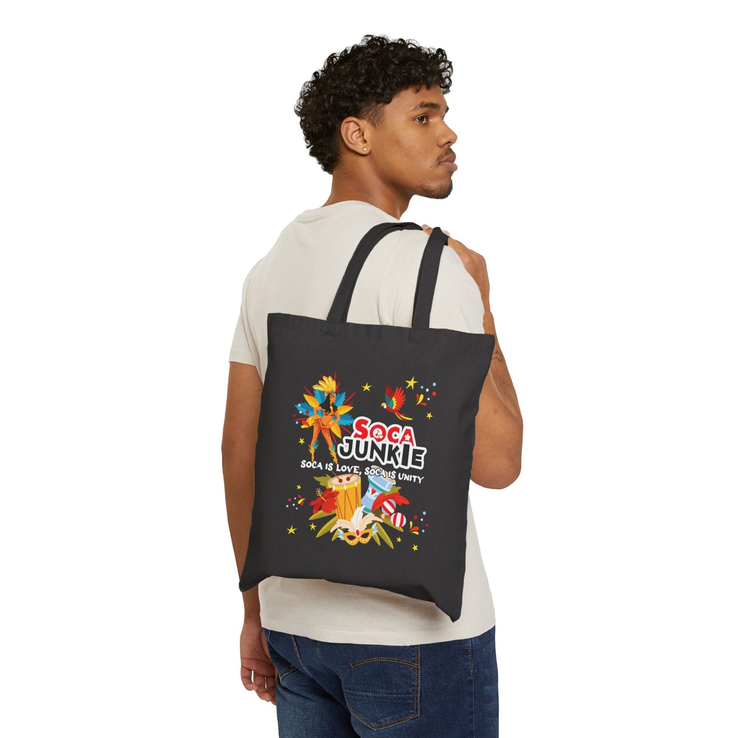 Exclusive Soca Junkie Paradise Cotton Canvas Tote Bag |Stylish Durable | Perfect for Festivals & Everyday Use | West Indian Streetwear Brand