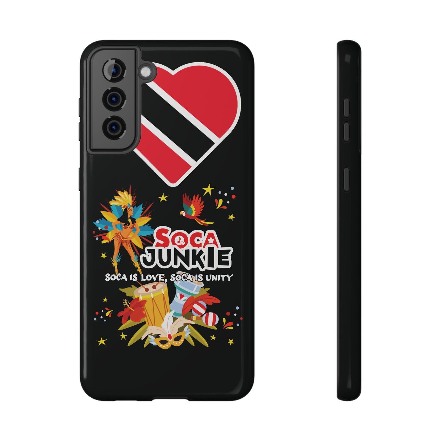 Exclusive Soca Junkie Trinidad Heart Soca is love Soca is Unity, Soca Music Lover Gift, Impact-Resistant Cover, Trinidad Phone Case