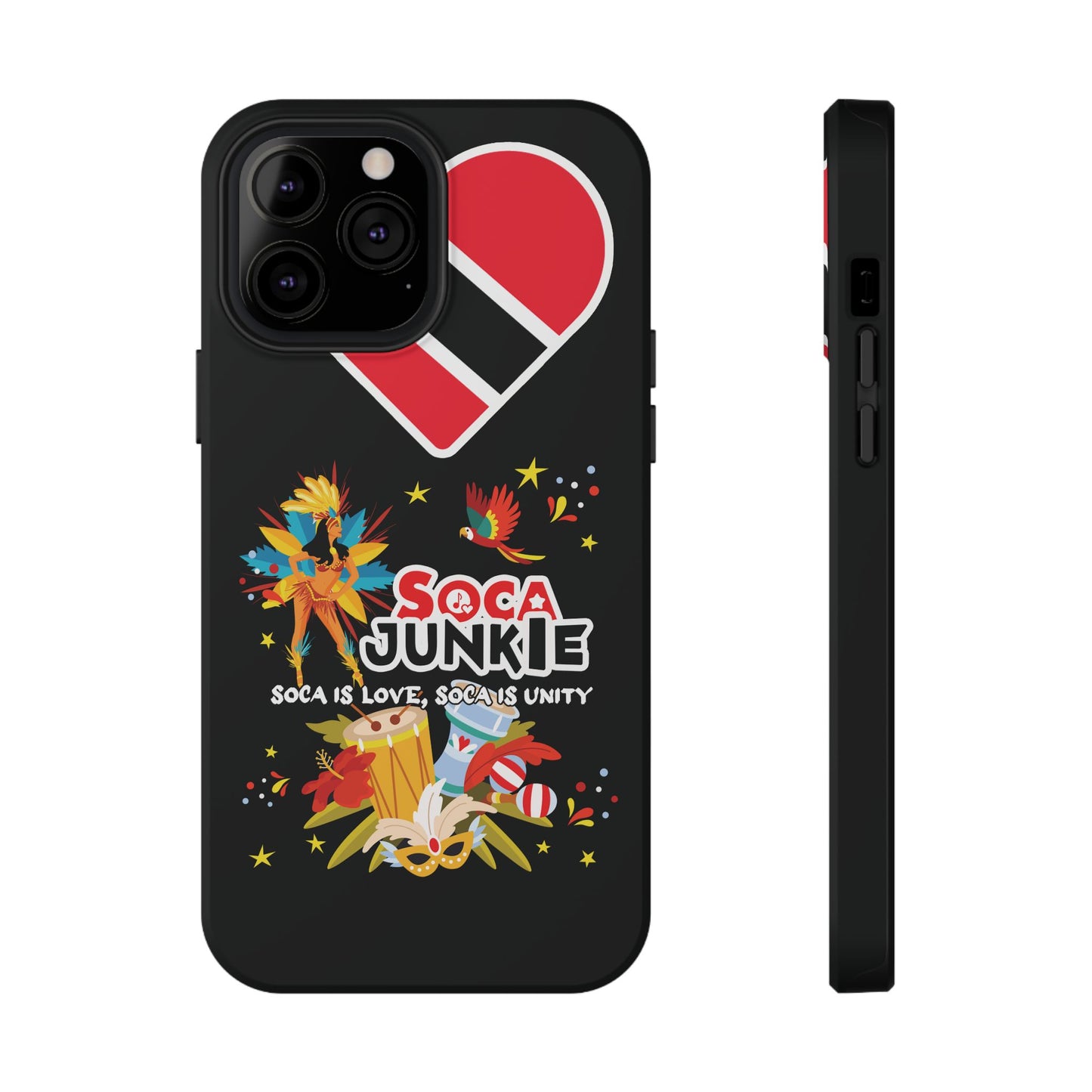 Exclusive Soca Junkie Trinidad Heart Soca is love Soca is Unity, Soca Music Lover Gift, Impact-Resistant Cover, Trinidad Phone Case