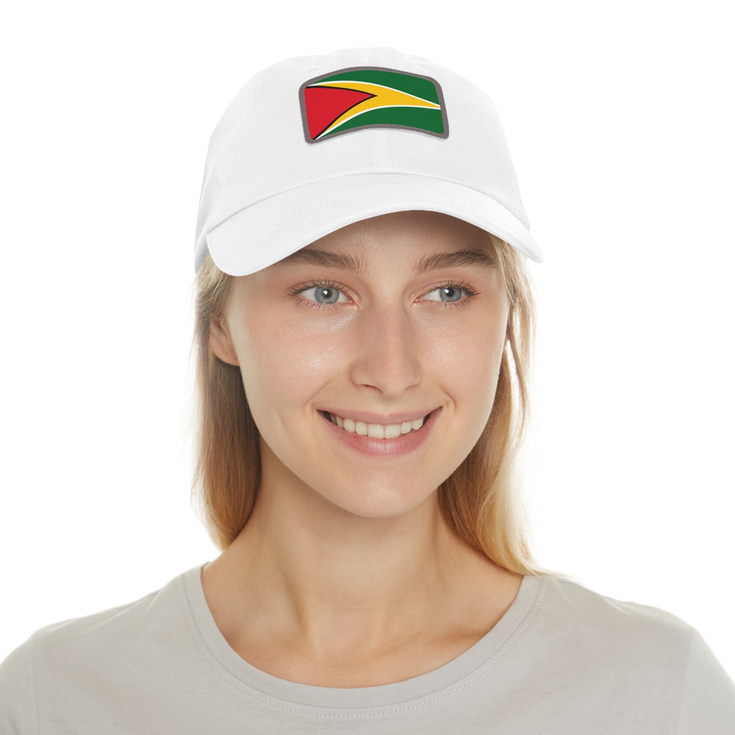 Guyana Flag Dad Hat, Stylish and Comfortable Guyanese Pride Cap with Leather Patch (Rectangle) Printed Design