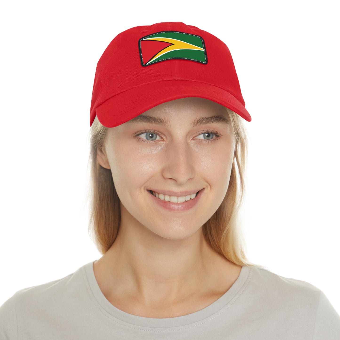 Guyana Flag Dad Hat, Stylish and Comfortable Guyanese Pride Cap with Leather Patch (Rectangle) Printed Design