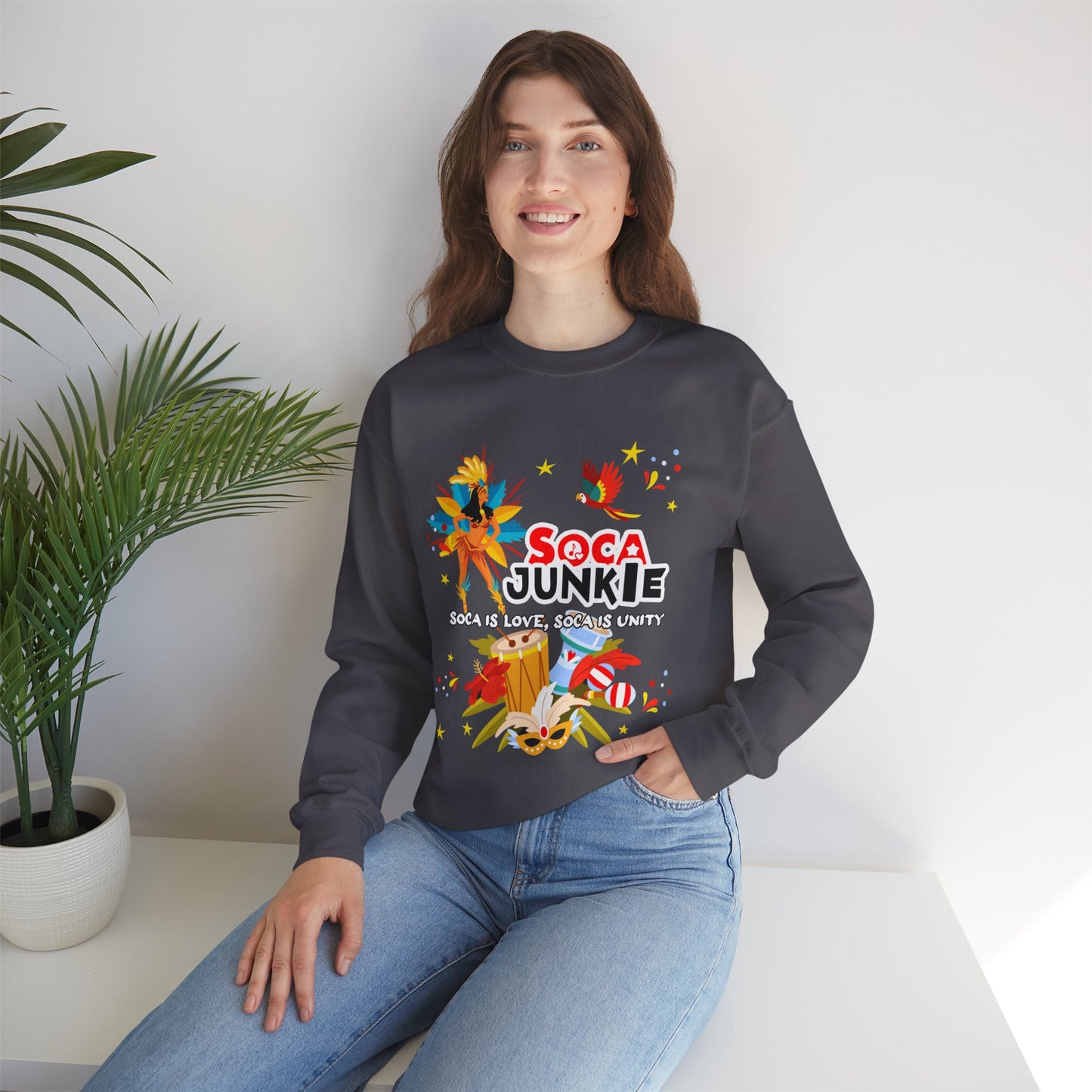 Exclusive Soca Junkie Sweatshirt | Soca is Love, Soca is Unity | Premium Graphic Apparel | Trendy Graphic Sweater | Perfect Gift for Holiday