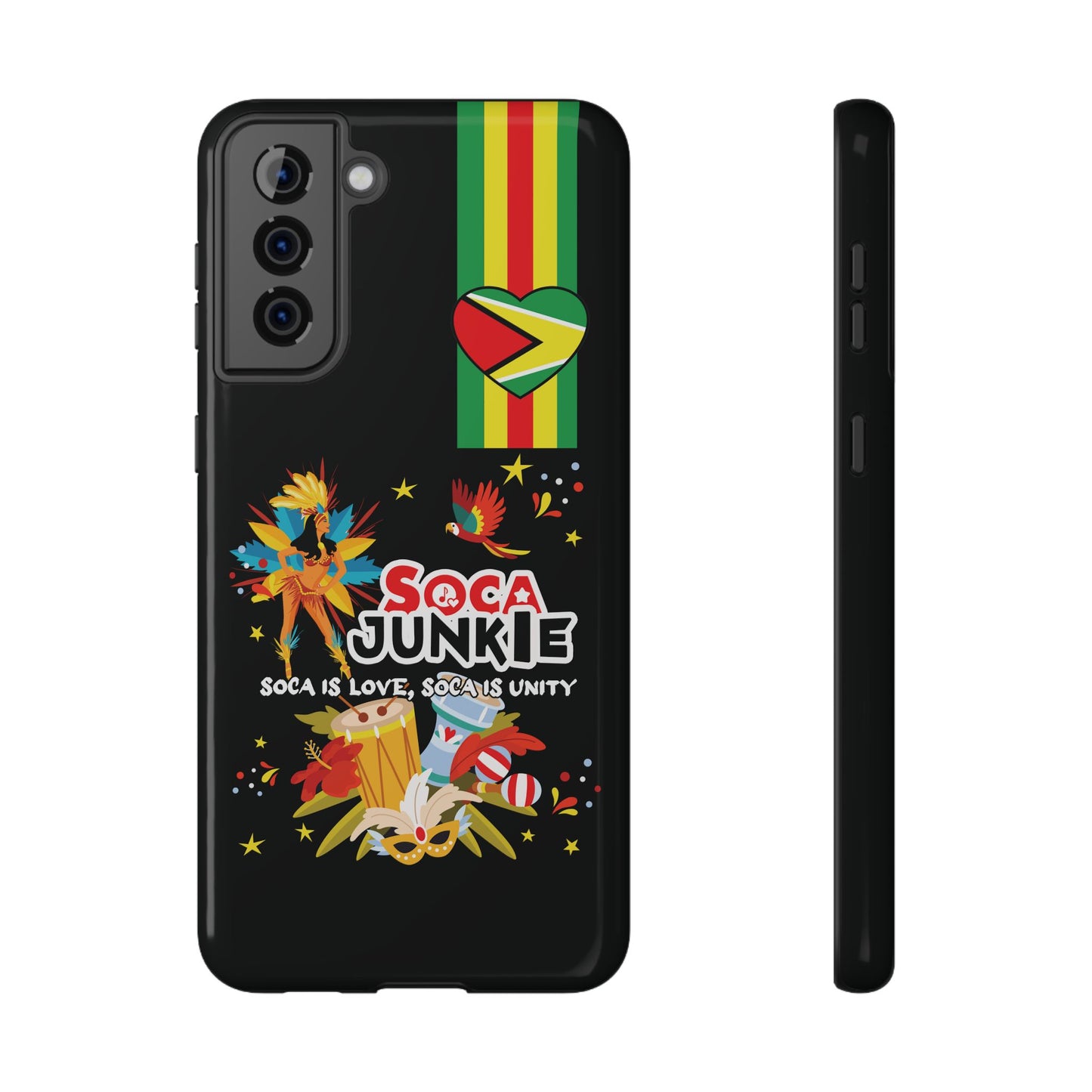 Exclusive Soca Junkie Guyana Heart Soca is love Soca is Unity, Soca Music Lover Gift, Impact-Resistant Cover, Guyanese Phone Case