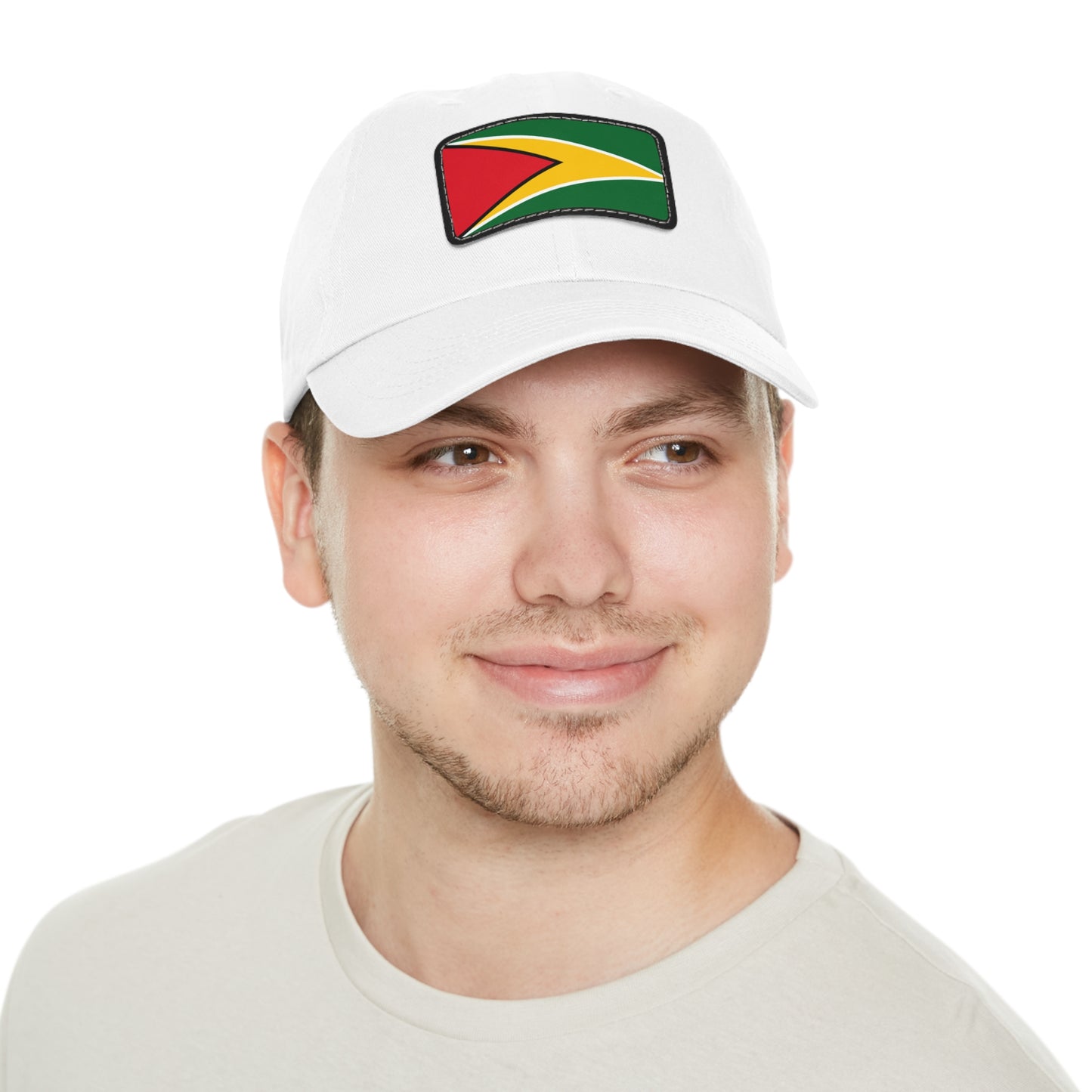 Guyana Flag Dad Hat, Stylish and Comfortable Guyanese Pride Cap with Leather Patch (Rectangle) Printed Design