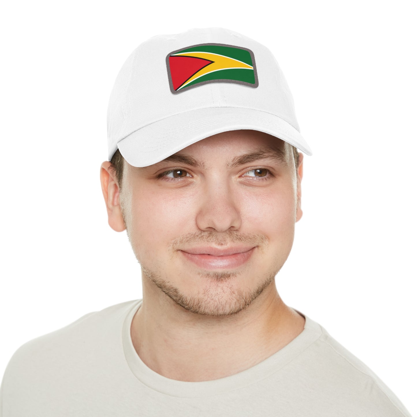 Guyana Flag Dad Hat, Stylish and Comfortable Guyanese Pride Cap with Leather Patch (Rectangle) Printed Design