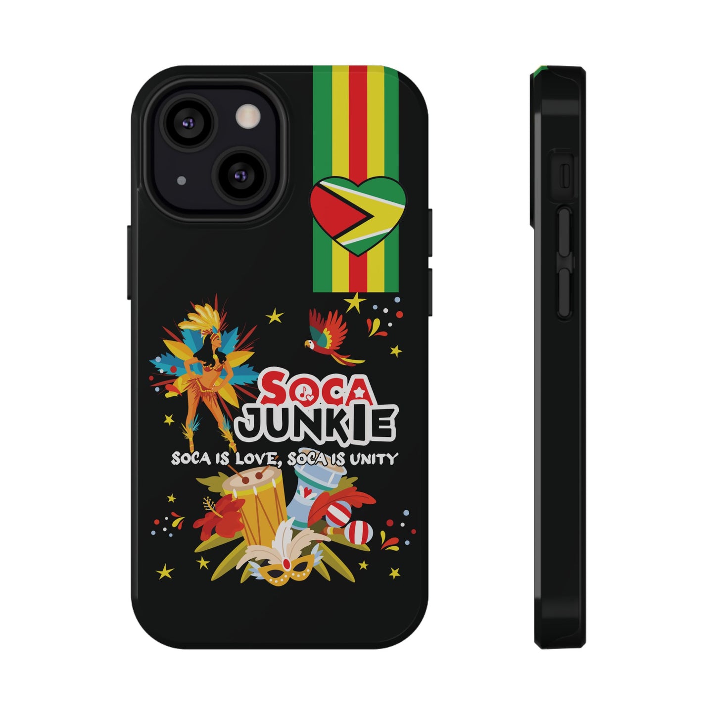 Exclusive Soca Junkie Guyana Heart Soca is love Soca is Unity, Soca Music Lover Gift, Impact-Resistant Cover, Guyanese Phone Case