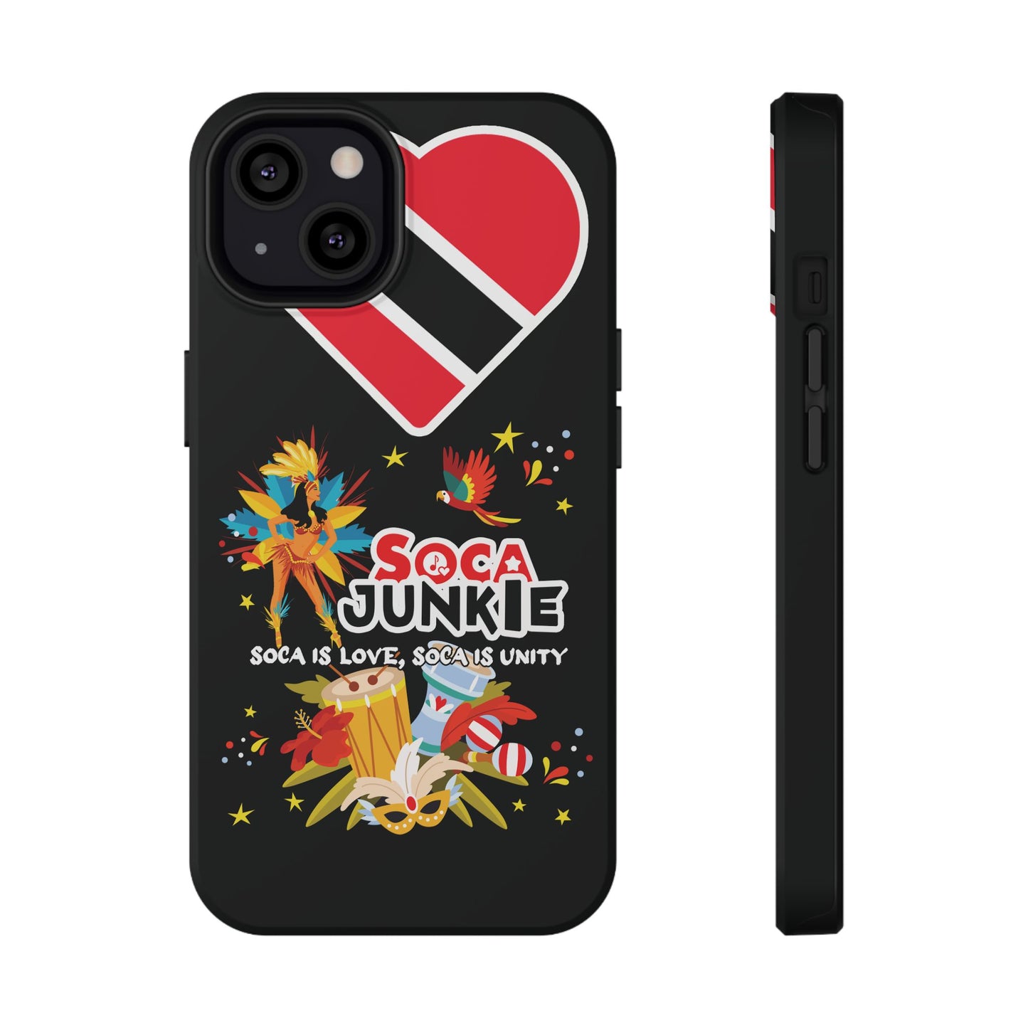 Exclusive Soca Junkie Trinidad Heart Soca is love Soca is Unity, Soca Music Lover Gift, Impact-Resistant Cover, Trinidad Phone Case