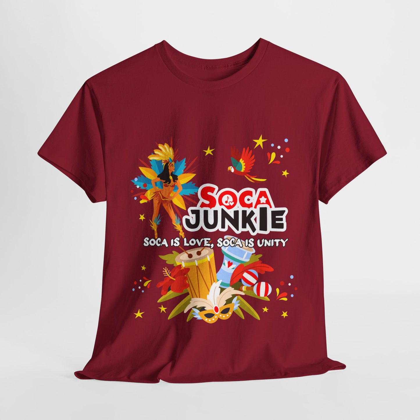 Exclusive Soca Junkie T-Shirt | 'Soca is Love, Soca is Unity' Design | Celebrate the Vibes | Signature Design Tee Soca Junkie Carnival Flair