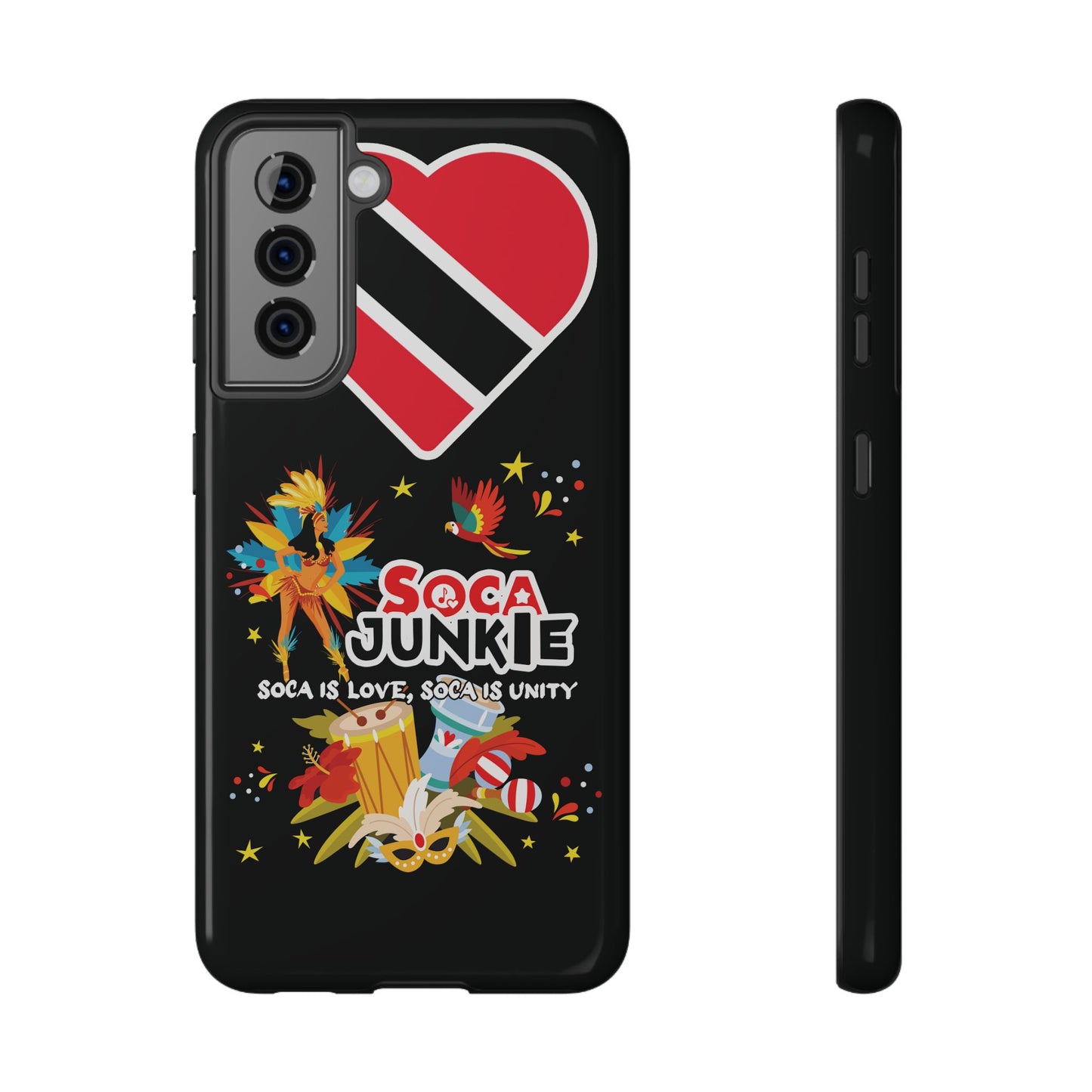 Exclusive Soca Junkie Trinidad Heart Soca is love Soca is Unity, Soca Music Lover Gift, Impact-Resistant Cover, Trinidad Phone Case