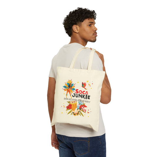 Exclusive Soca Junkie Paradise Cotton Canvas Tote Bag |Stylish Durable | Perfect for Festivals & Everyday Use | West Indian Streetwear Brand