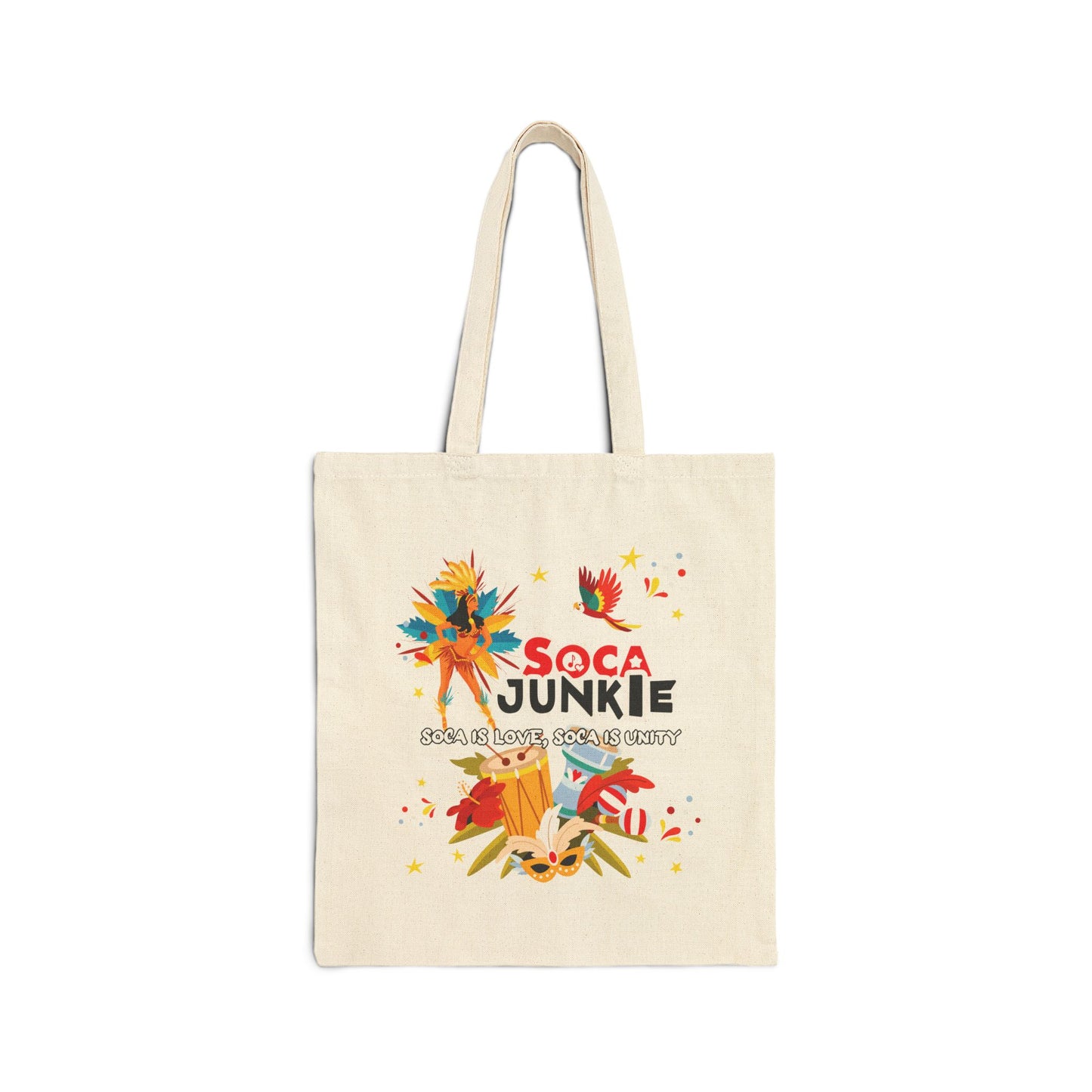 Exclusive Soca Junkie Paradise Cotton Canvas Tote Bag |Stylish Durable | Perfect for Festivals & Everyday Use | West Indian Streetwear Brand