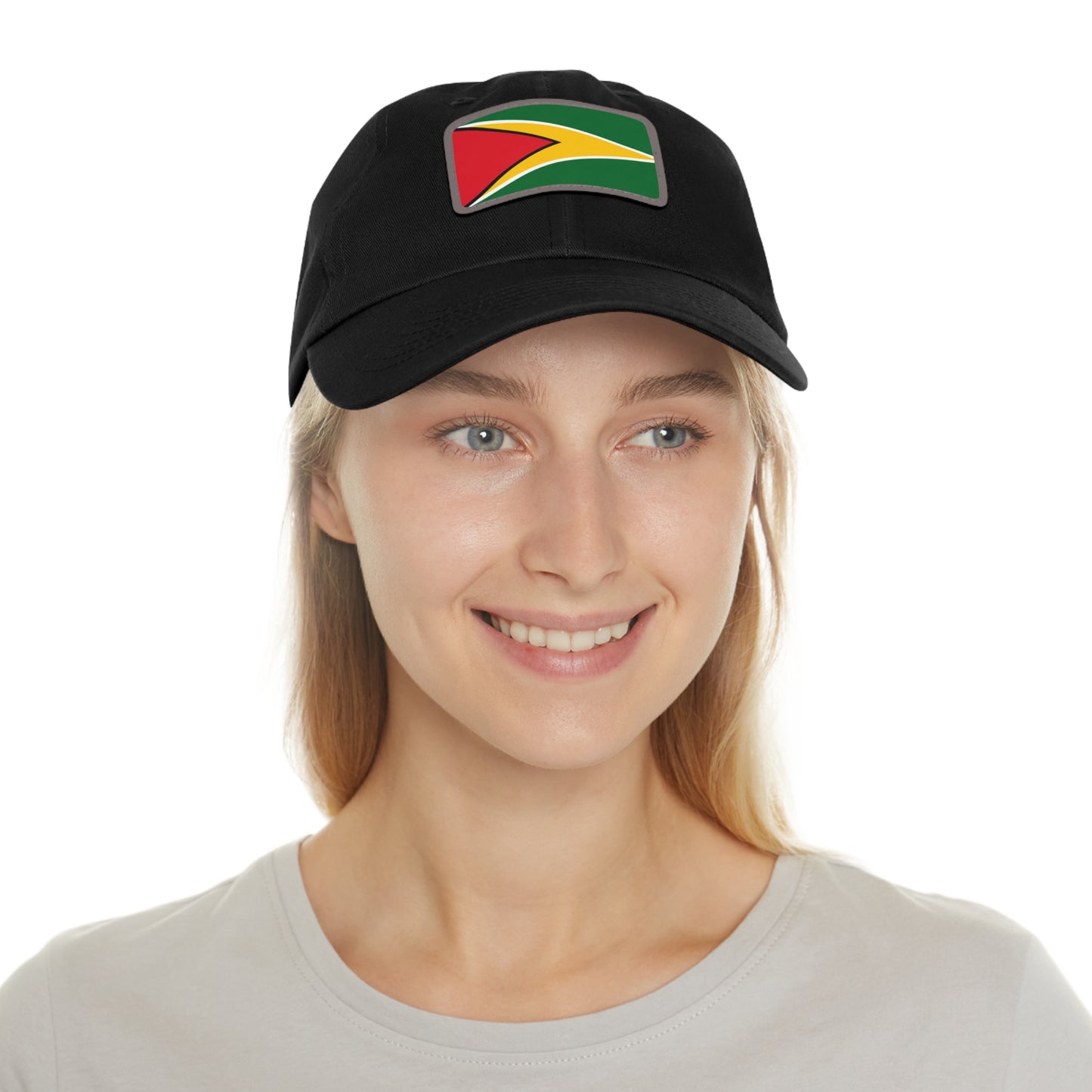 Guyana Flag Dad Hat, Stylish and Comfortable Guyanese Pride Cap with Leather Patch (Rectangle) Printed Design