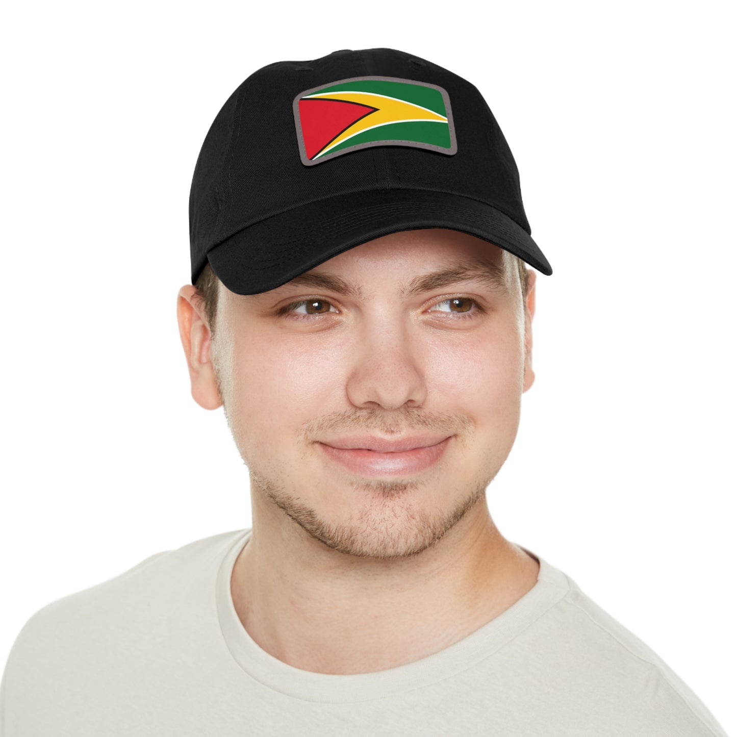 Guyana Flag Dad Hat, Stylish and Comfortable Guyanese Pride Cap with Leather Patch (Rectangle) Printed Design