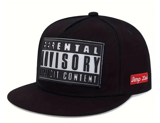 Parental Advisory Explicit Content Flat Bill Snapback Bold Graphic Hat, Trending Streetwear Hat, Unisex Hat, Hip Hop Inspired Style