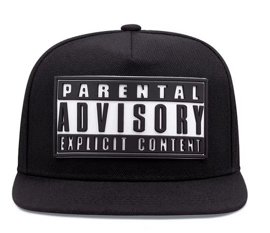 Parental Advisory Explicit Content Flat Bill Snapback Bold Graphic Hat, Trending Streetwear Hat, Unisex Hat, Hip Hop Inspired Style