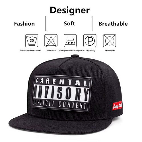 Parental Advisory Explicit Content Flat Bill Snapback Bold Graphic Hat, Trending Streetwear Hat, Unisex Hat, Hip Hop Inspired Style