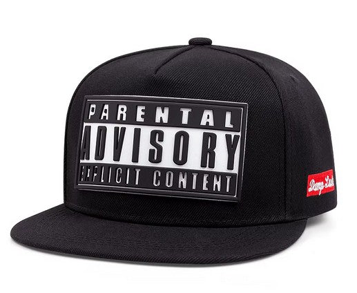 Parental Advisory Explicit Content Flat Bill Snapback Bold Graphic Hat, Trending Streetwear Hat, Unisex Hat, Hip Hop Inspired Style