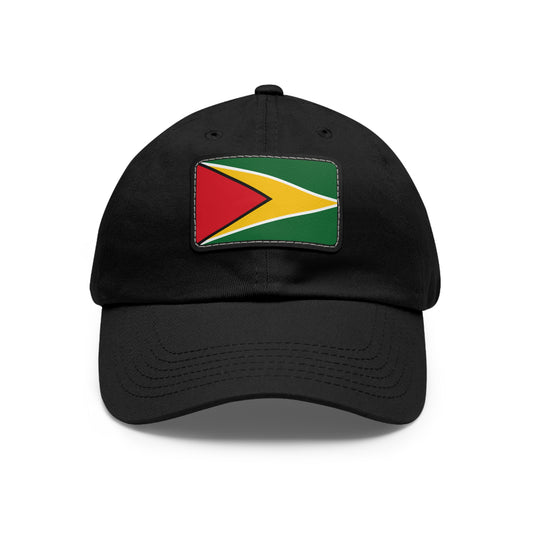 Guyana Flag Dad Hat, Stylish and Comfortable Guyanese Pride Cap with Leather Patch (Rectangle) Printed Design