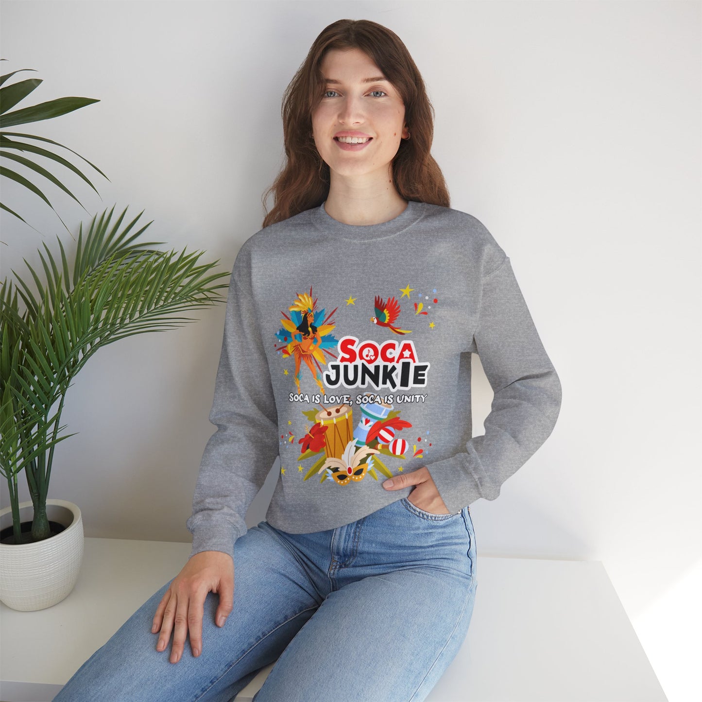 Exclusive Soca Junkie Sweatshirt | Soca is Love, Soca is Unity | Premium Graphic Apparel | Trendy Graphic Sweater | Perfect Gift for Holiday