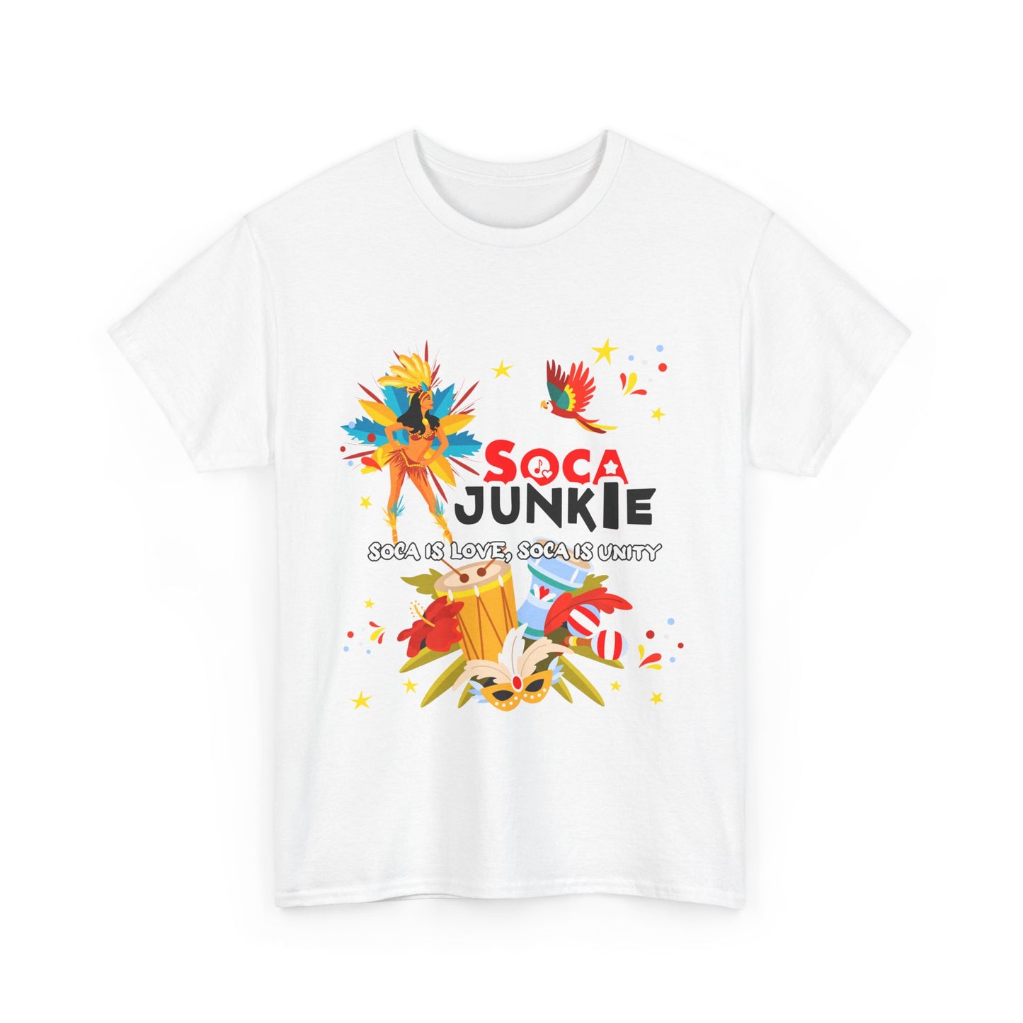 Exclusive Soca Junkie T-Shirt | 'Soca is Love, Soca is Unity' Design | Celebrate the Vibes | Signature Design Tee Soca Junkie Carnival Flair