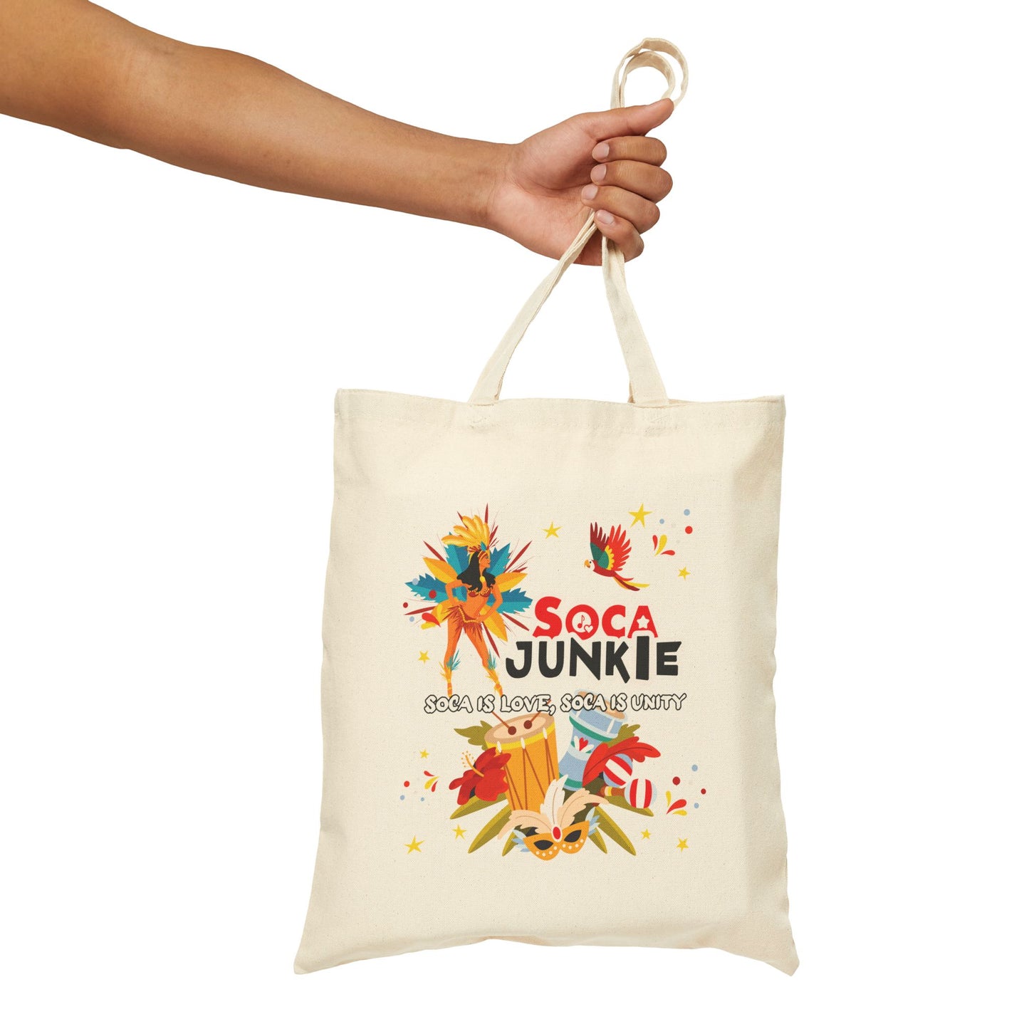 Exclusive Soca Junkie Paradise Cotton Canvas Tote Bag |Stylish Durable | Perfect for Festivals & Everyday Use | West Indian Streetwear Brand