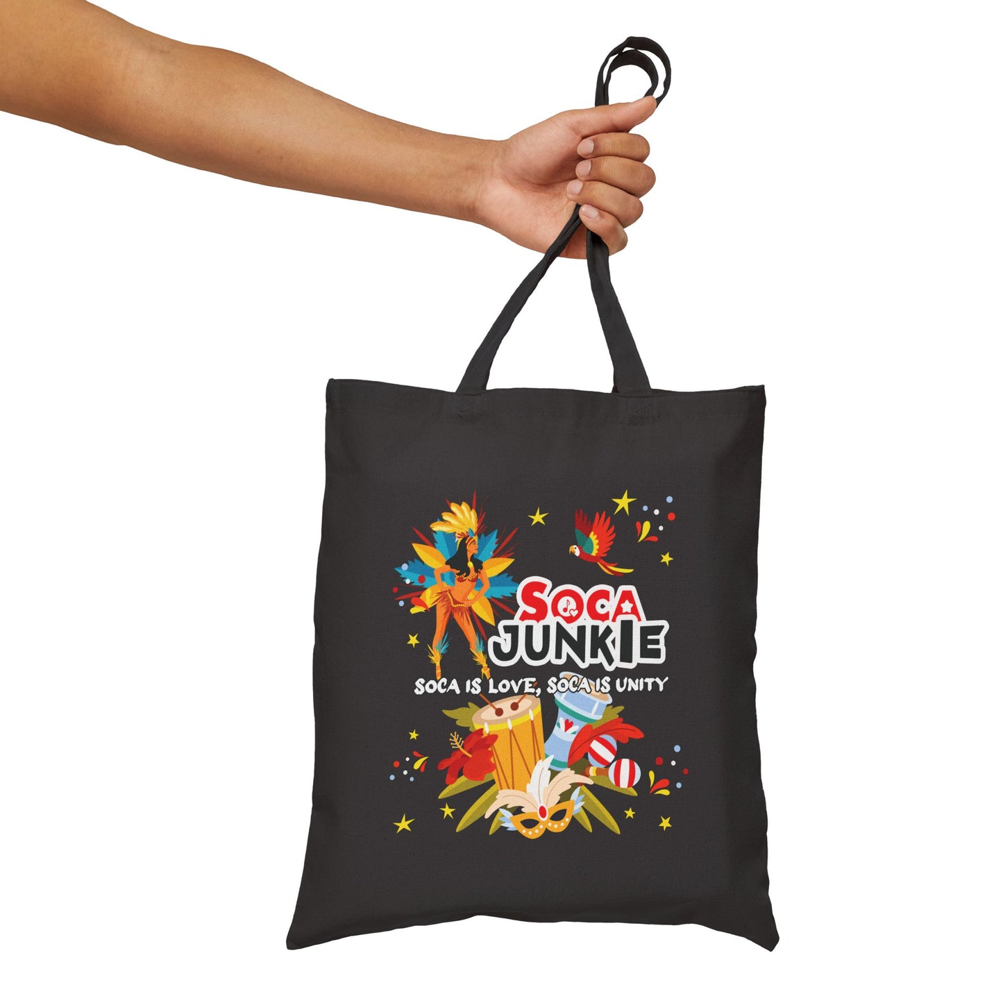 Exclusive Soca Junkie Paradise Cotton Canvas Tote Bag |Stylish Durable | Perfect for Festivals & Everyday Use | West Indian Streetwear Brand