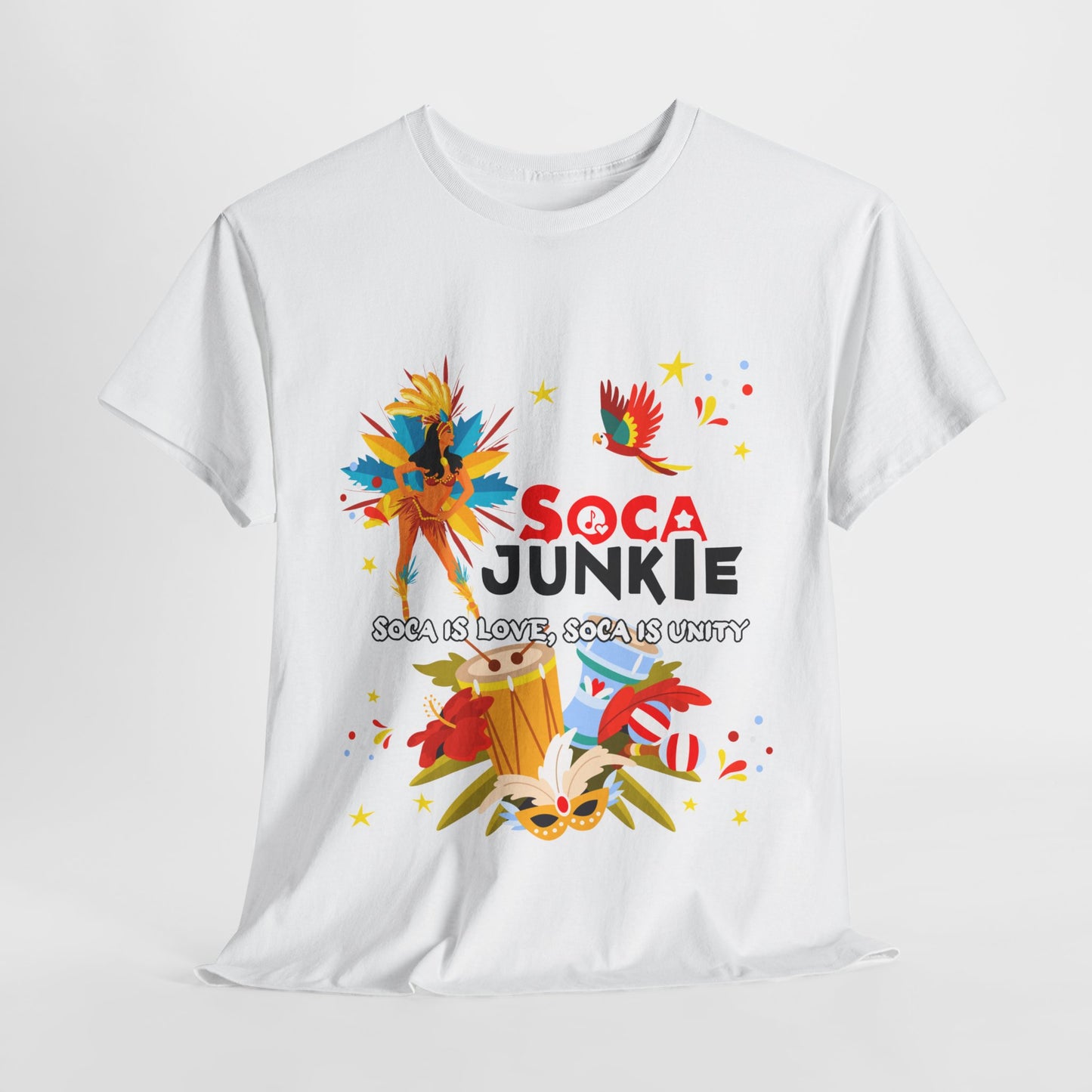 Exclusive Soca Junkie T-Shirt | 'Soca is Love, Soca is Unity' Design | Celebrate the Vibes | Signature Design Tee Soca Junkie Carnival Flair