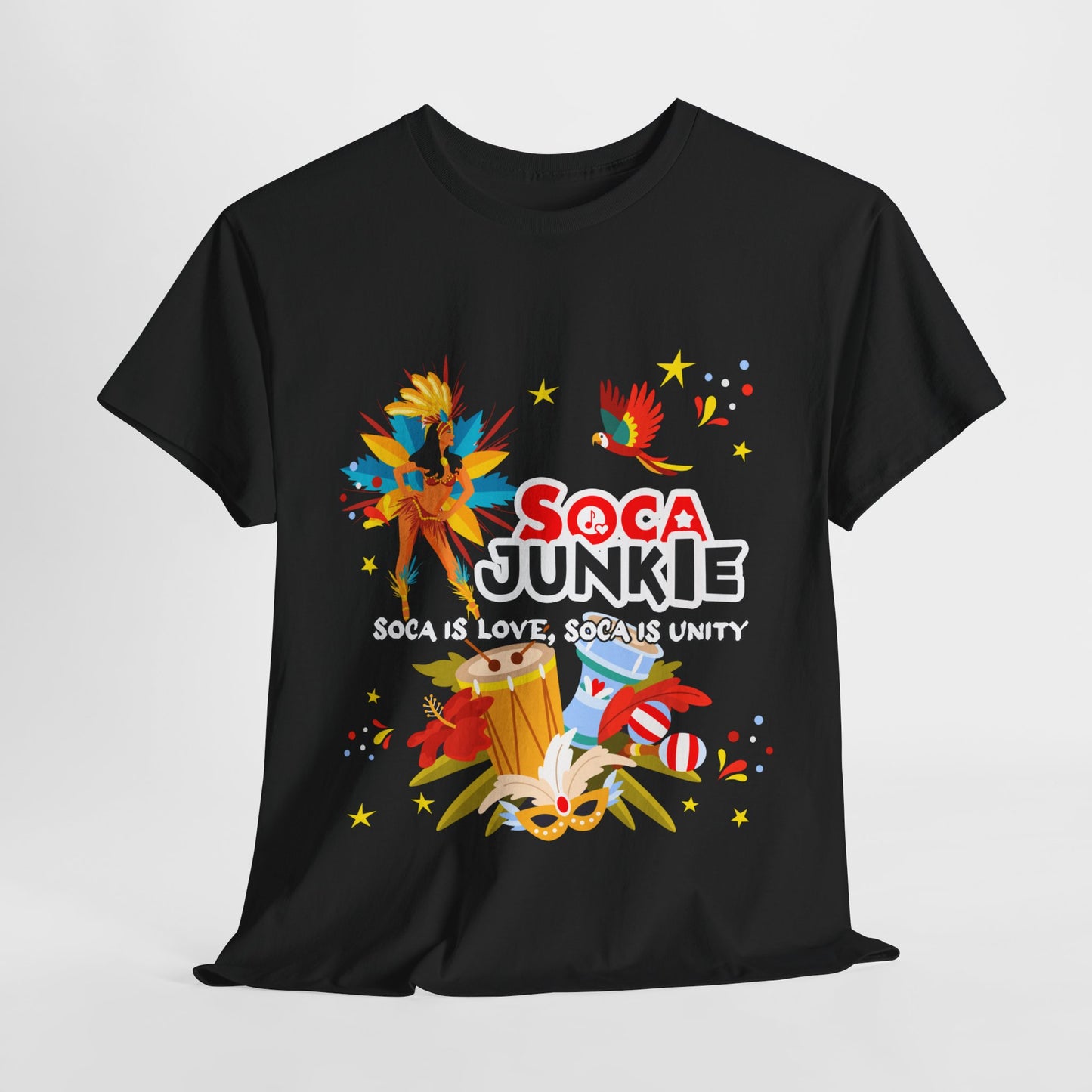 Exclusive Soca Junkie T-Shirt | 'Soca is Love, Soca is Unity' Design | Celebrate the Vibes | Signature Design Tee Soca Junkie Carnival Flair