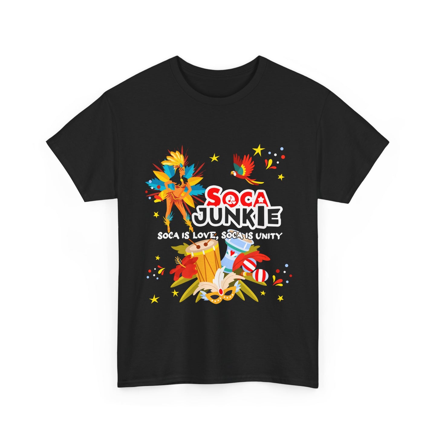 Exclusive Soca Junkie T-Shirt | 'Soca is Love, Soca is Unity' Design | Celebrate the Vibes | Signature Design Tee Soca Junkie Carnival Flair