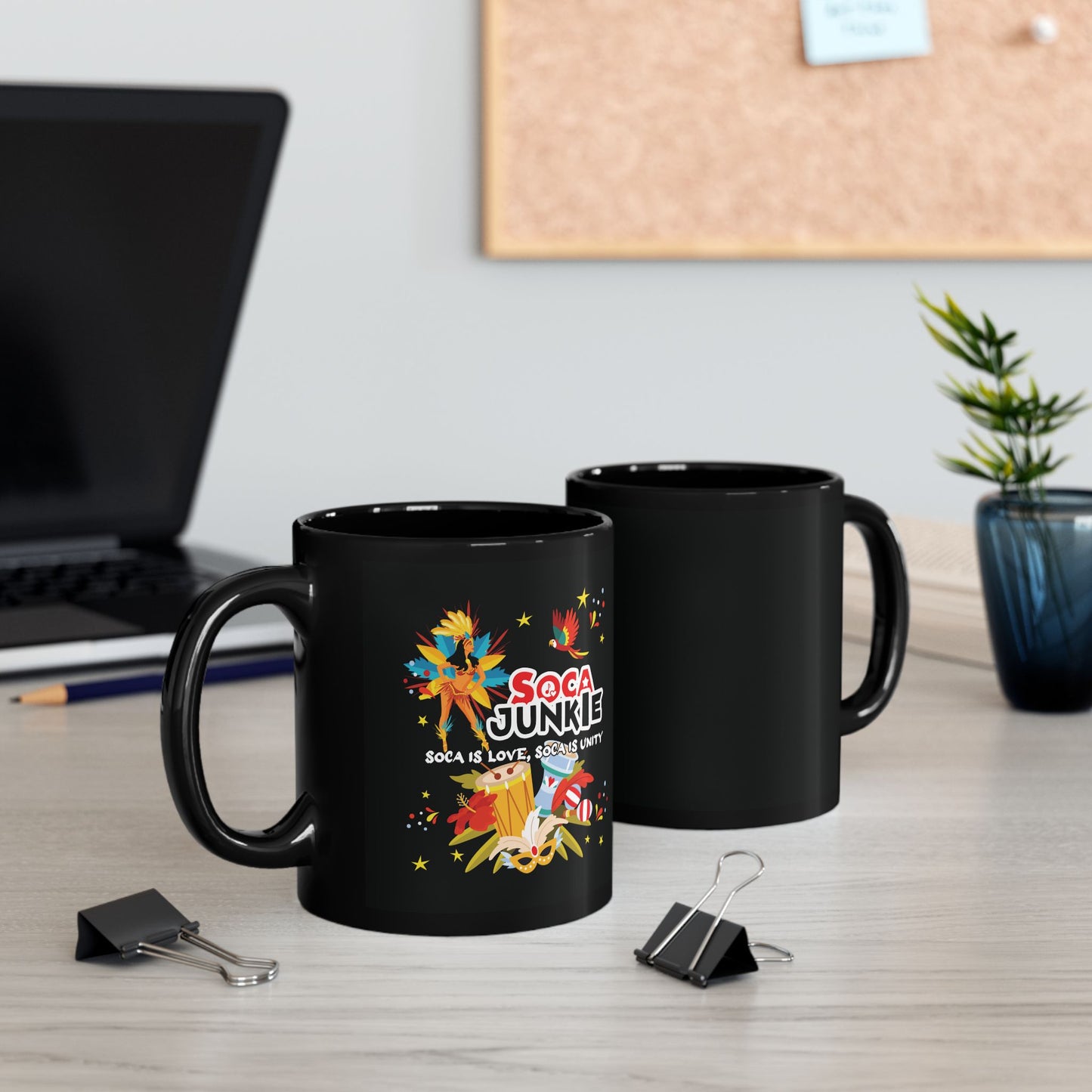 Soca Junkie Exclusive Design, Soca Is Love, Soca Is Unity, Black Mug 11oz, Gift for Music Lovers, Soca Fan Mug, Caribbean Culture, Coffee