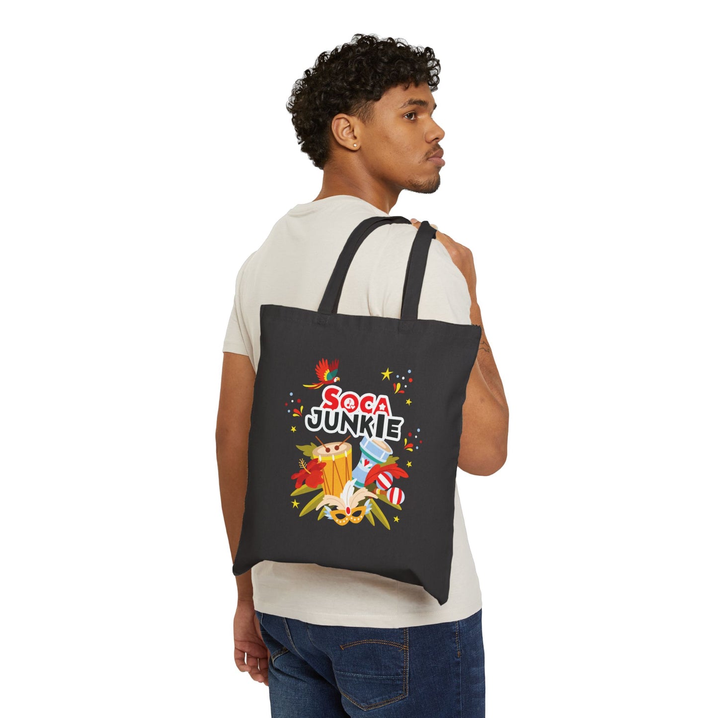 Soca Junkie Paradise Cotton Canvas Tote Bag | Stylish Durable | Perfect for Festivals & Everyday Use | West Indian Streetwear Brand