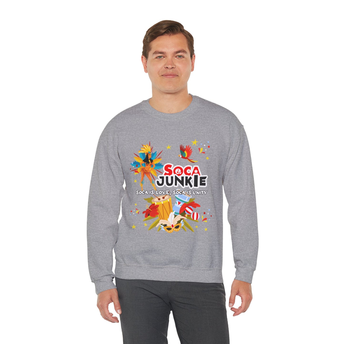 Exclusive Soca Junkie Sweatshirt | Soca is Love, Soca is Unity | Premium Graphic Apparel | Trendy Graphic Sweater | Perfect Gift for Holiday