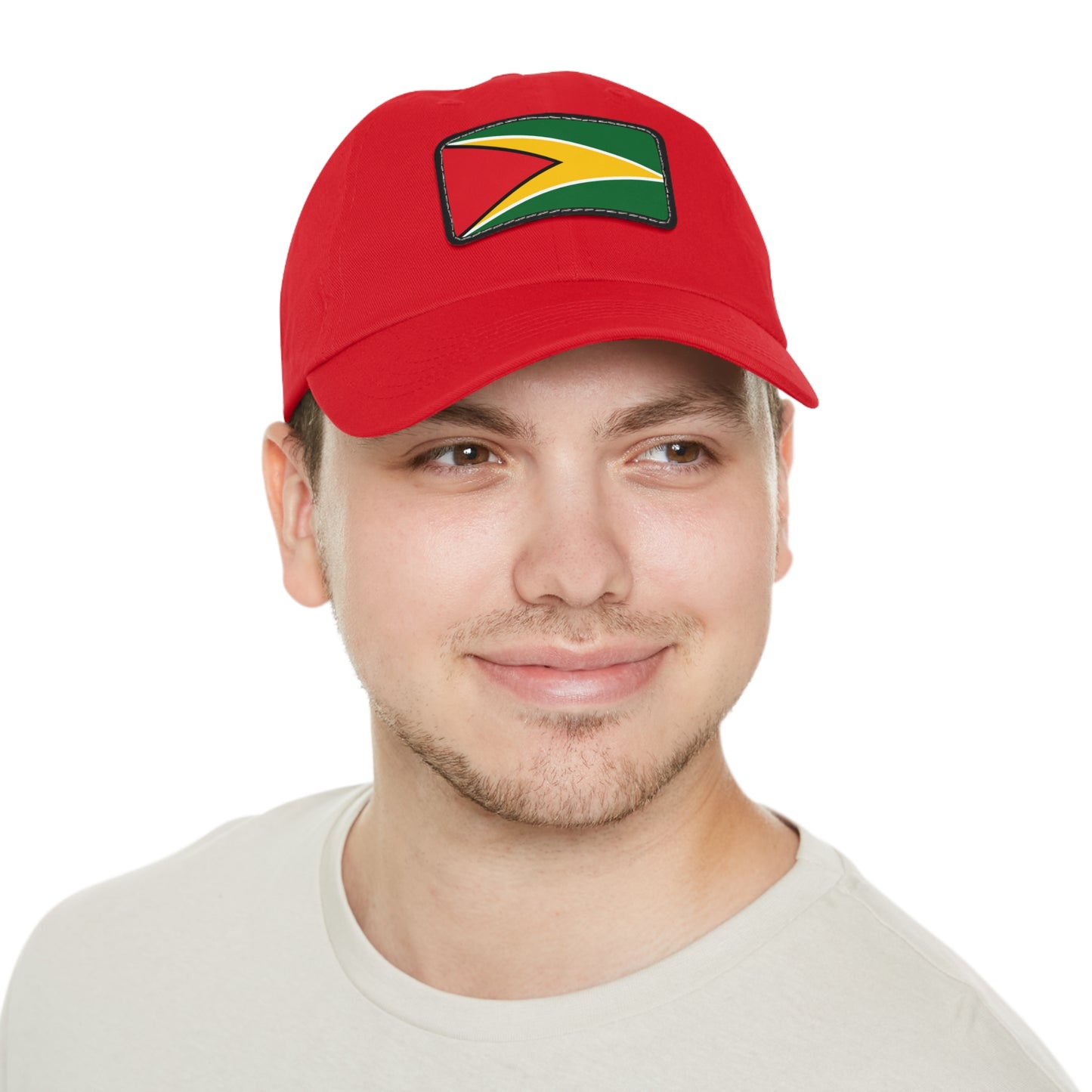 Guyana Flag Dad Hat, Stylish and Comfortable Guyanese Pride Cap with Leather Patch (Rectangle) Printed Design