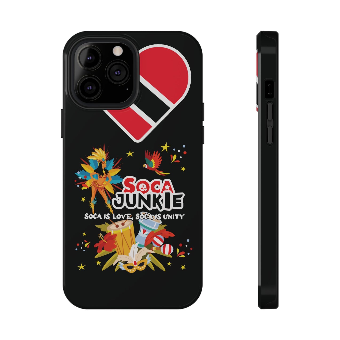 Exclusive Soca Junkie Trinidad Heart Soca is love Soca is Unity, Soca Music Lover Gift, Impact-Resistant Cover, Trinidad Phone Case