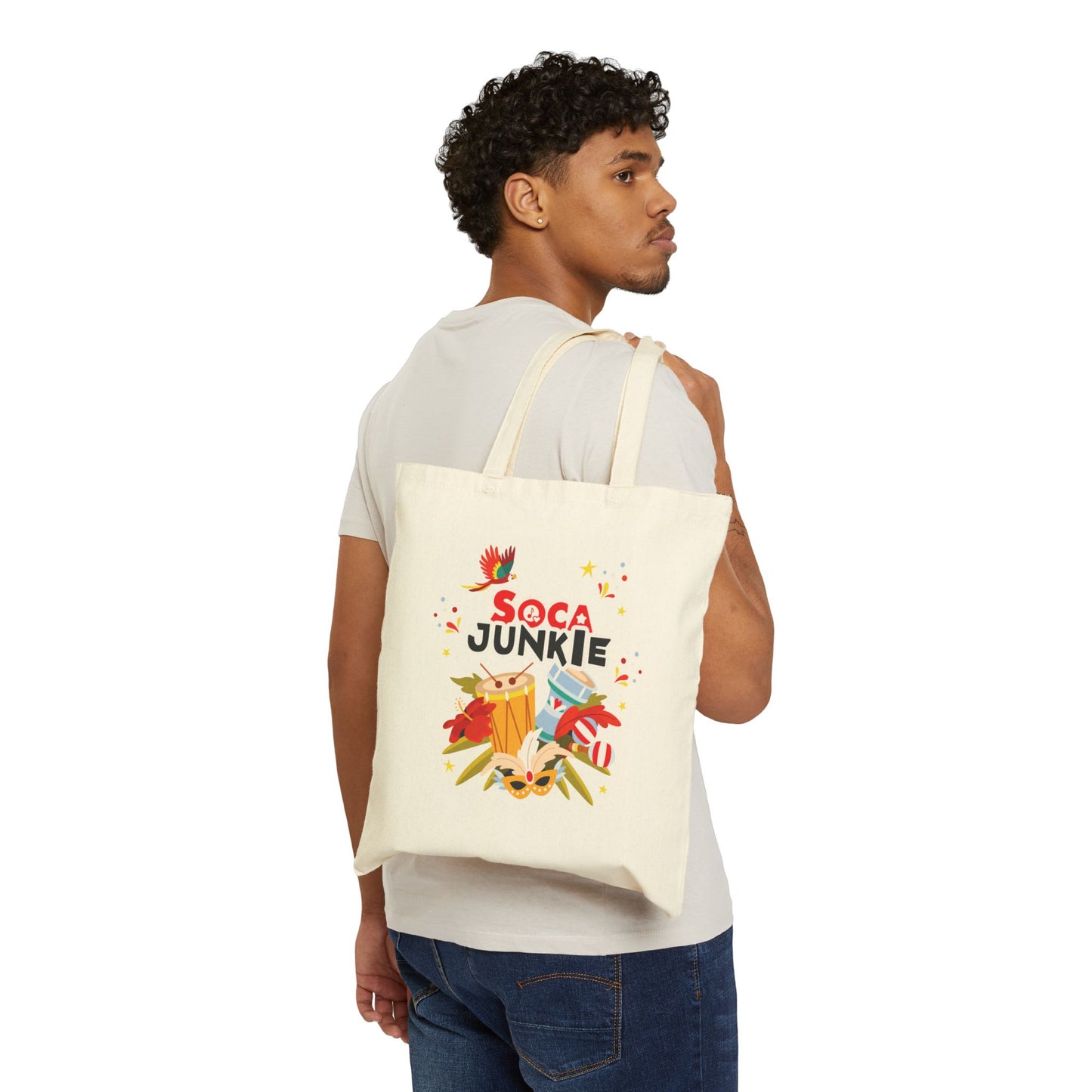 Soca Junkie Paradise Cotton Canvas Tote Bag | Stylish Durable | Perfect for Festivals & Everyday Use | West Indian Streetwear Brand