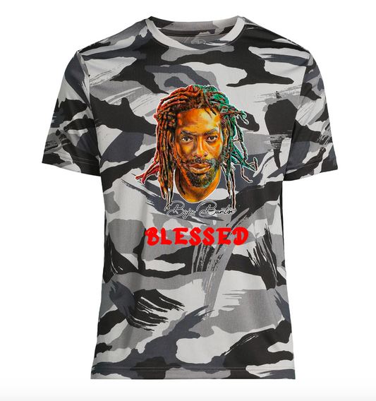 Athletic Buju Banton BLESSED Camo Driworks T-Shirt | Premium Performance & Reggae Style | Moisture-Wicking Comfort Reggae Dancehall Icon